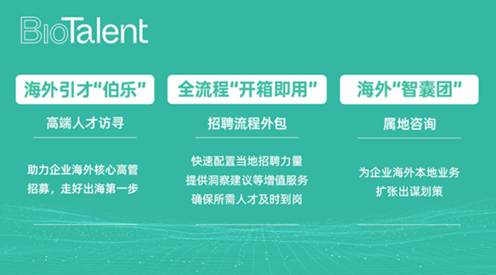 猎头公司领航国际的海外分支团队BioTalent专注于生命健康领域的人才服务